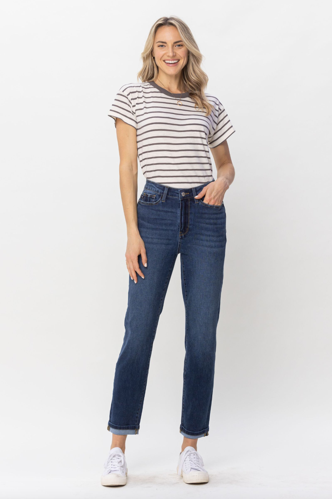Judy Blue Cool Denim Cuffed Boyfriend Jeans