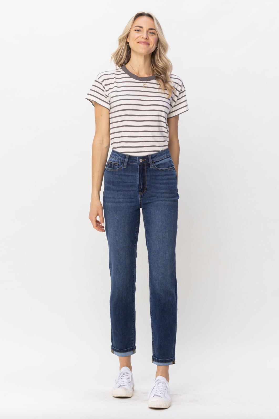 Judy Blue Cool Denim Cuffed Boyfriend Jeans