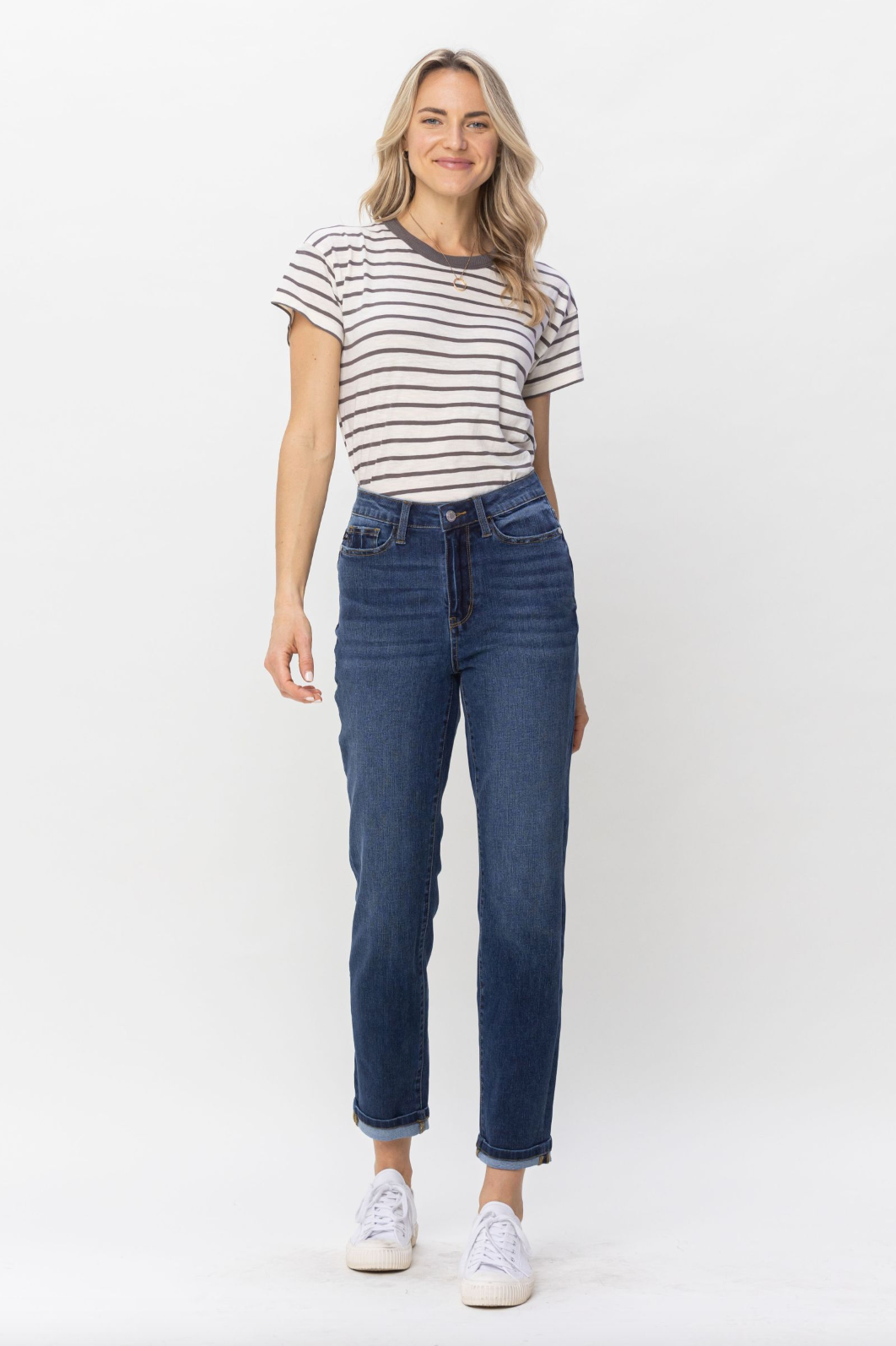 Judy Blue Cool Denim Cuffed Boyfriend Jeans