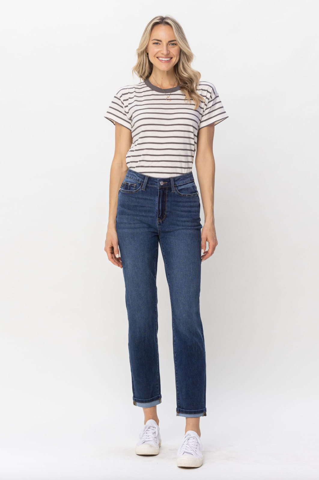 Judy Blue Cool Denim Cuffed Boyfriend Jeans