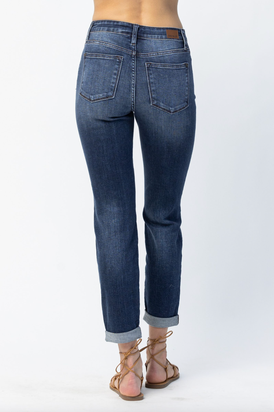 Judy Blue Cuffed Non-Distressed Girlfriend Jeans