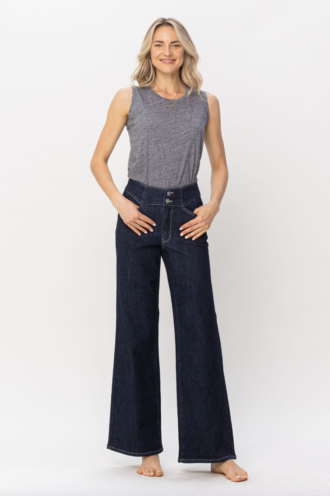 Judy Blue Rinse Wash Wide Leg Jeans