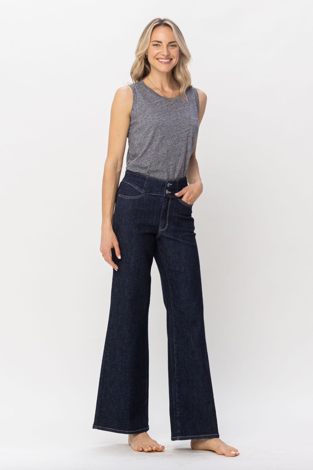 Judy Blue Rinse Wash Wide Leg Jeans
