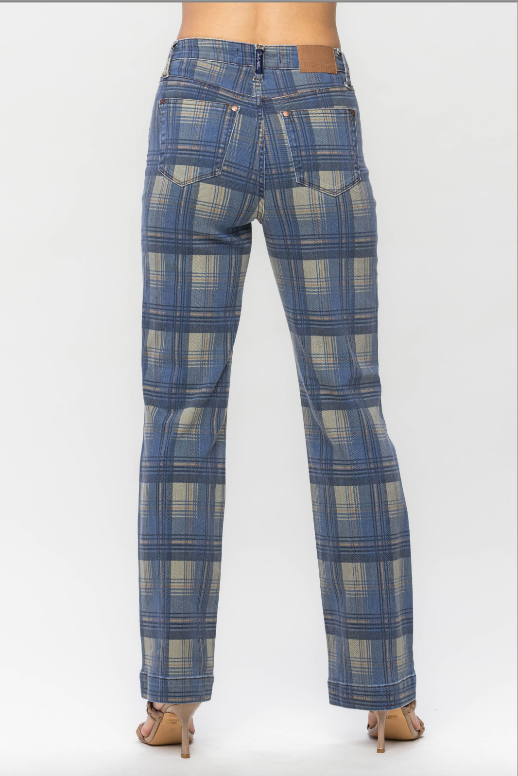 Judy Blue Vintage Plaid Straight Leg Jeans