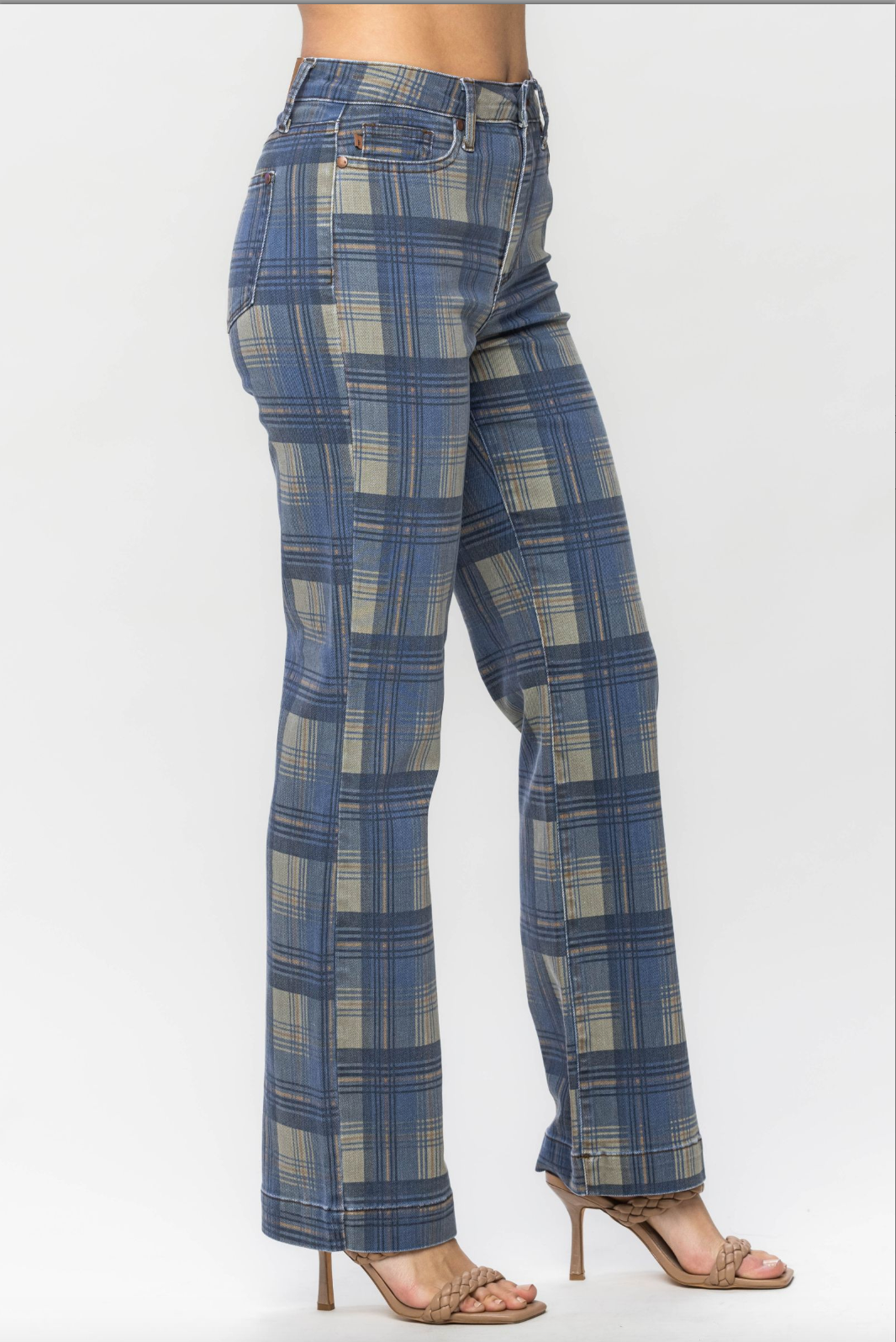 Judy Blue Vintage Plaid Straight Leg Jeans