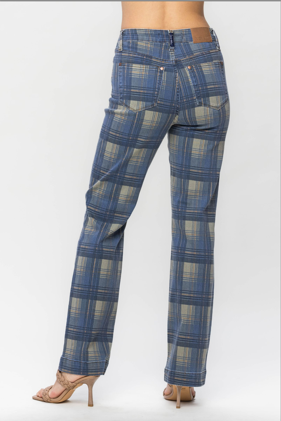 Judy Blue Vintage Plaid Straight Leg Jeans