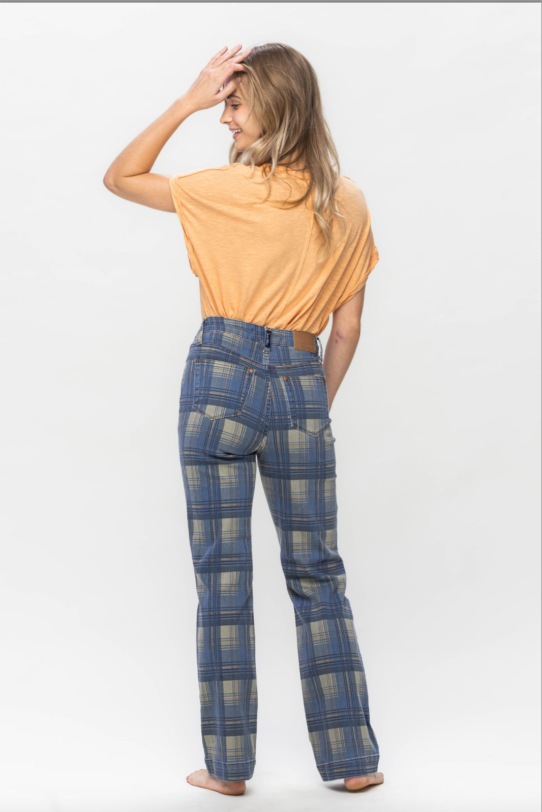 Judy Blue Vintage Plaid Straight Leg Jeans