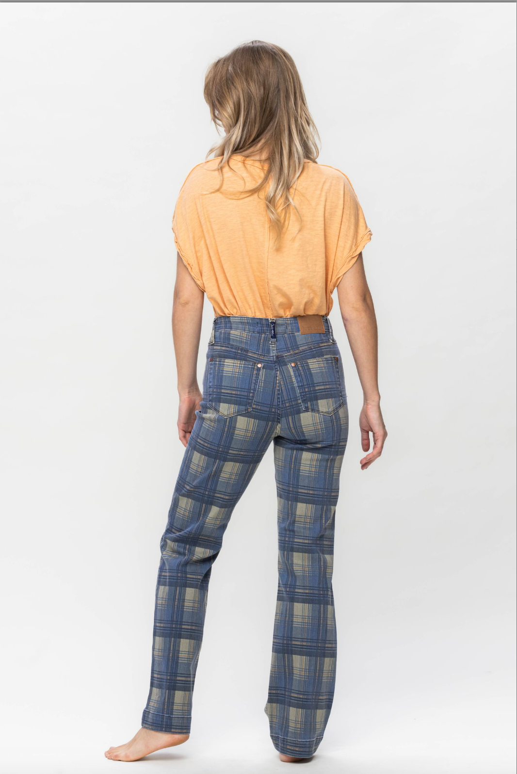 Judy Blue Vintage Plaid Straight Leg Jeans