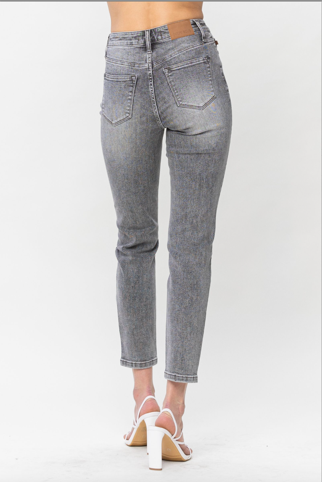 Judy Blue Stone Wash Grey Girlfriend Jeans