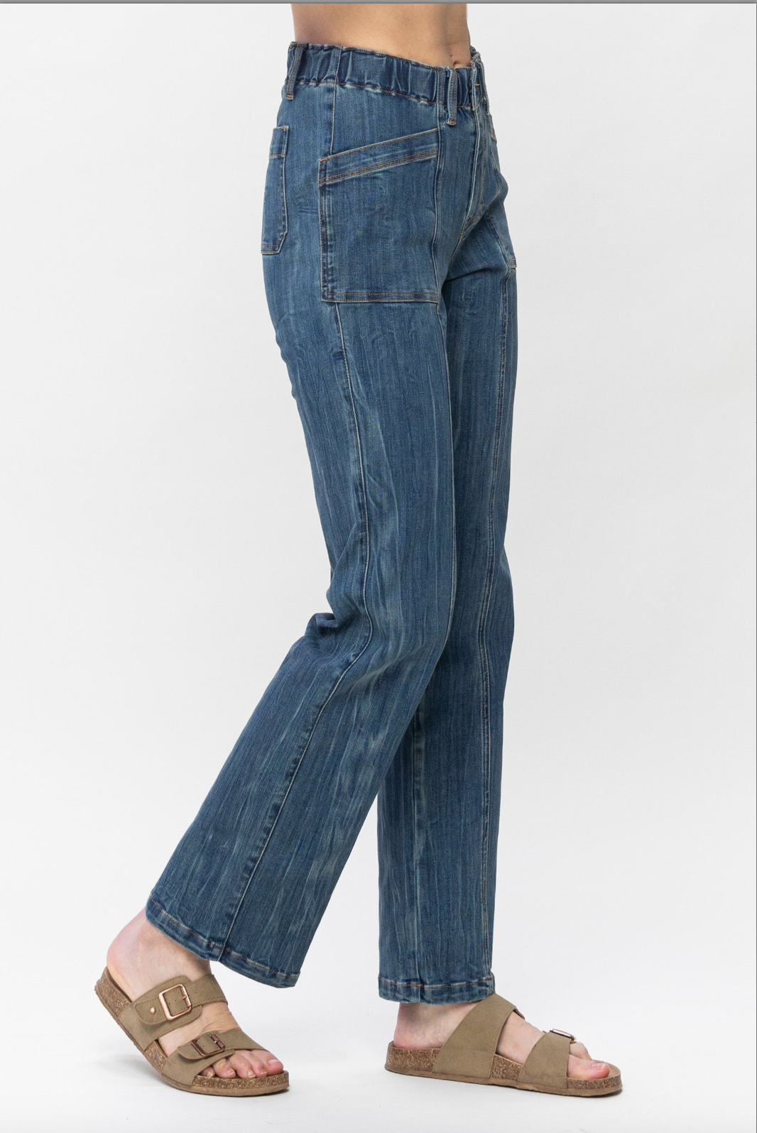Judy Blue Elastic Waist Vintage Straight Jeans