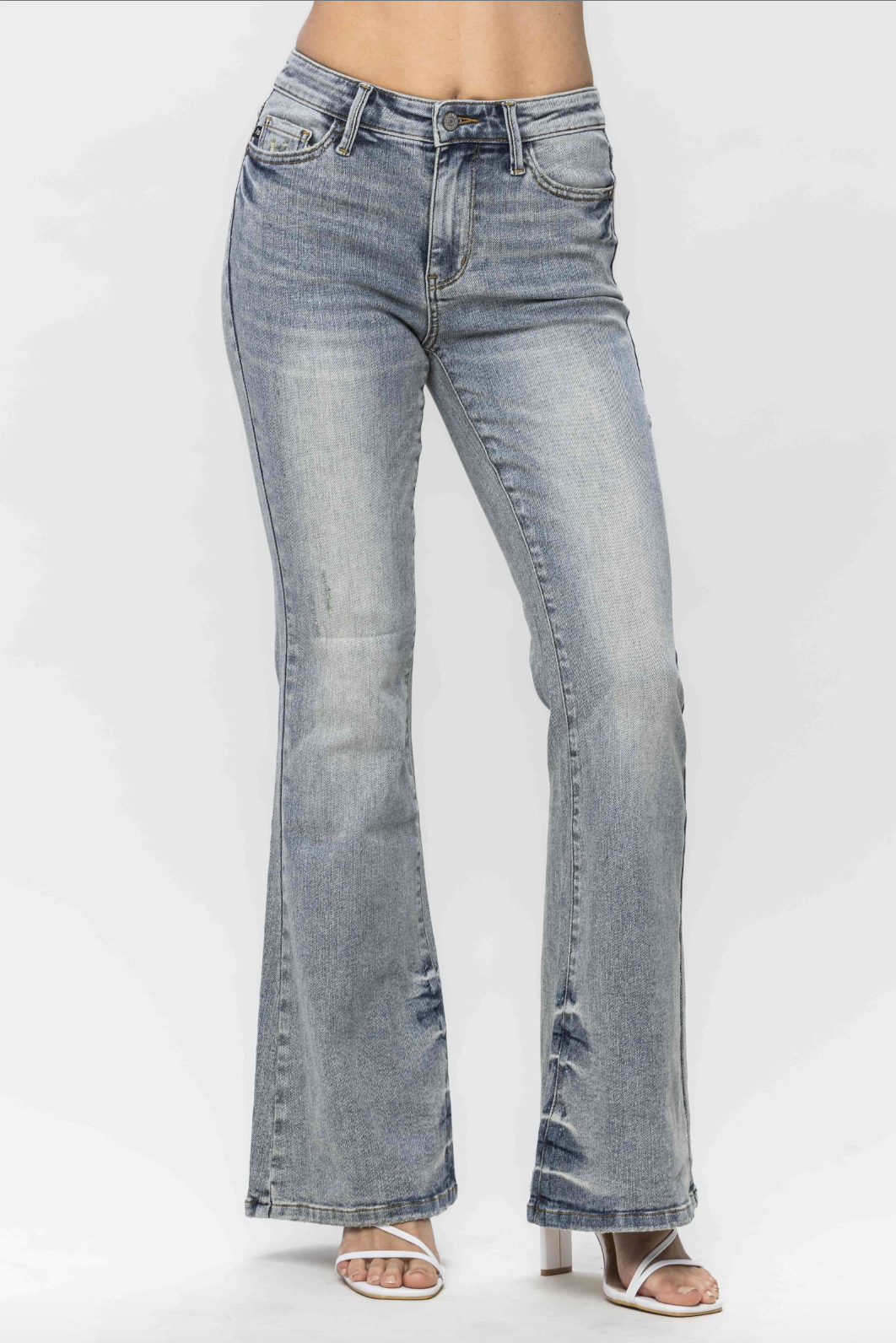 Judy Blue Tinted Pin Tack Flare Jeans
