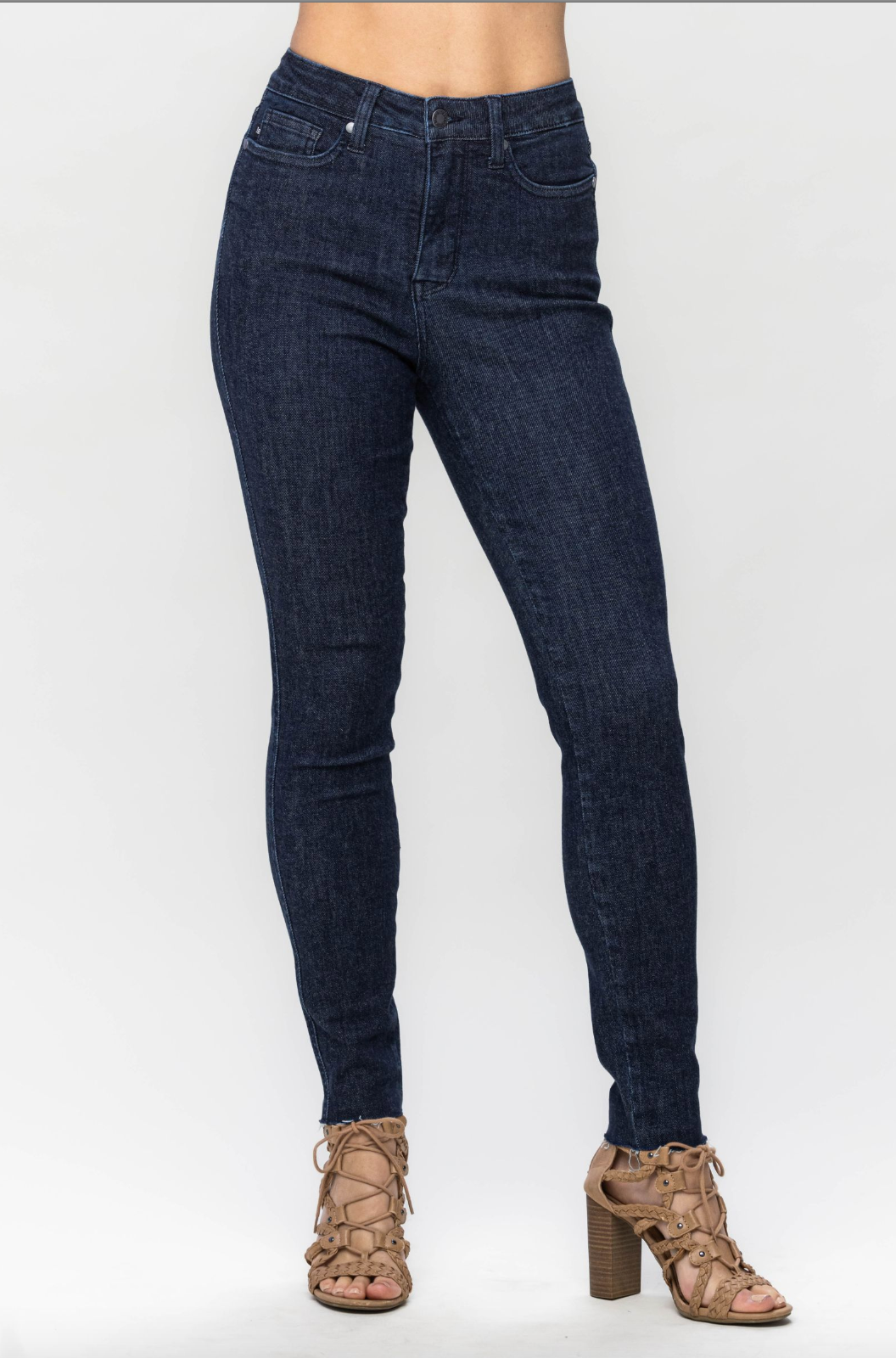 Judy Blue Super Dark Raw Hem Skinny Jeans