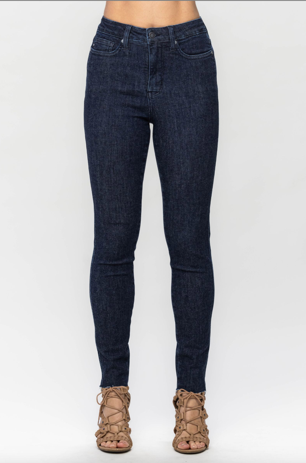 Judy Blue Super Dark Raw Hem Skinny Jeans