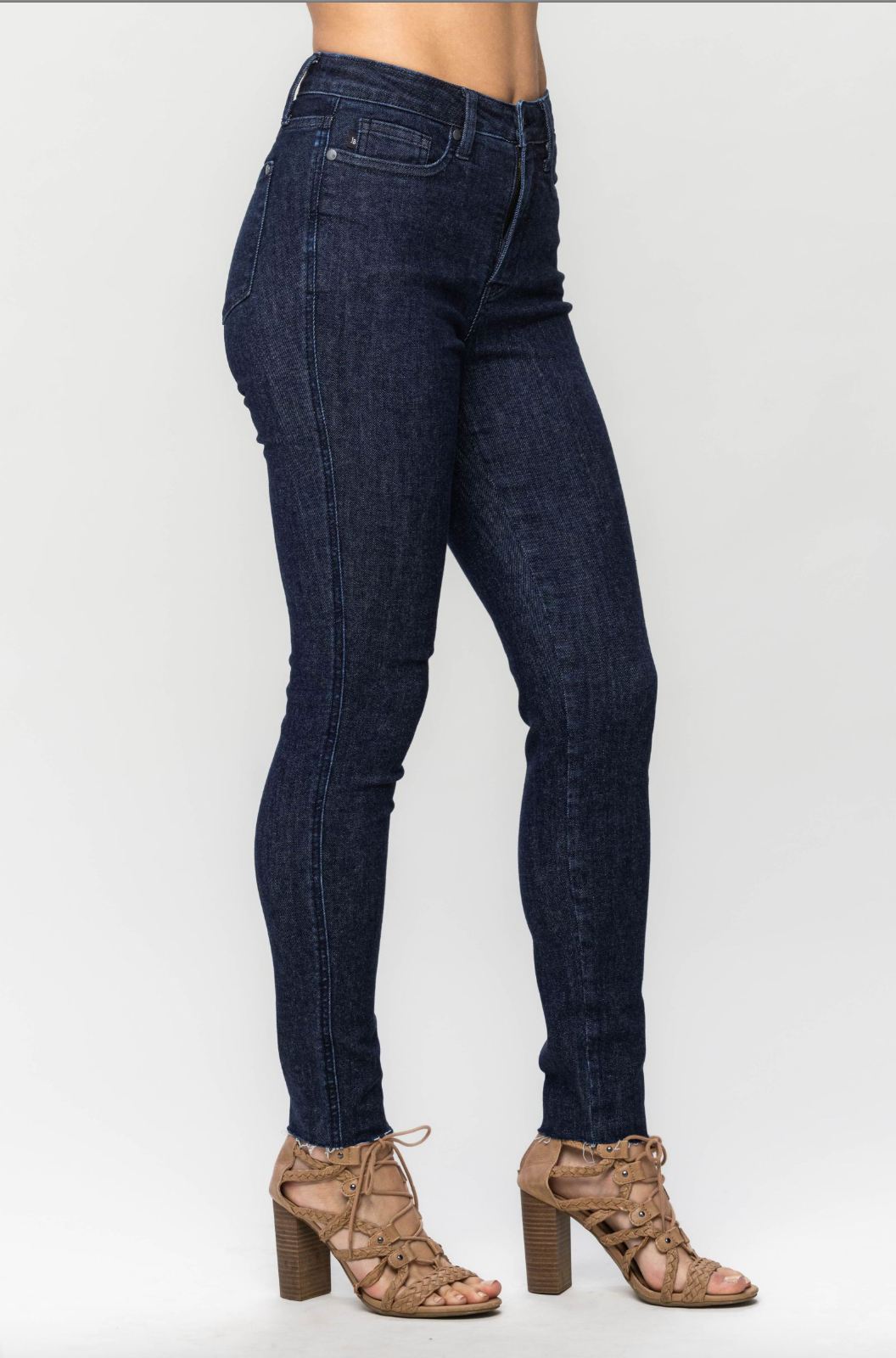 Judy Blue Super Dark Raw Hem Skinny Jeans