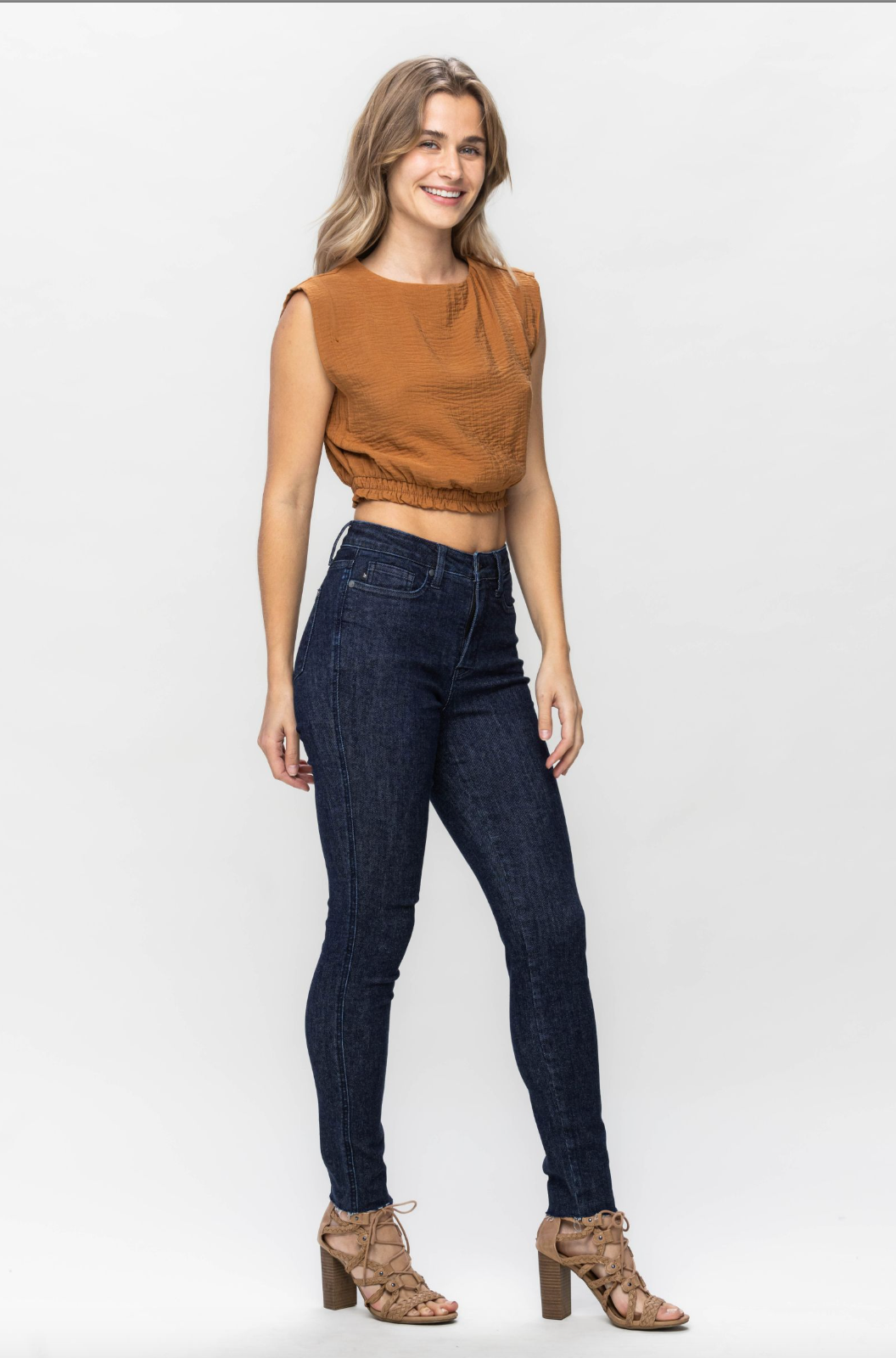 Judy Blue Super Dark Raw Hem Skinny Jeans