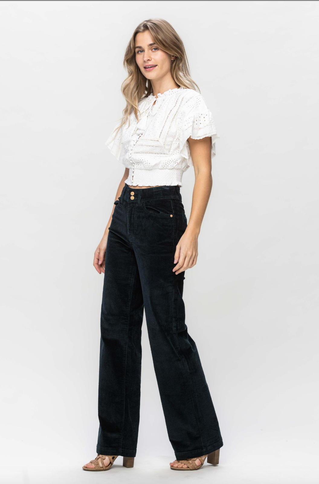 Judy Blue Wide Leg Corduroy Trouser - Emerald