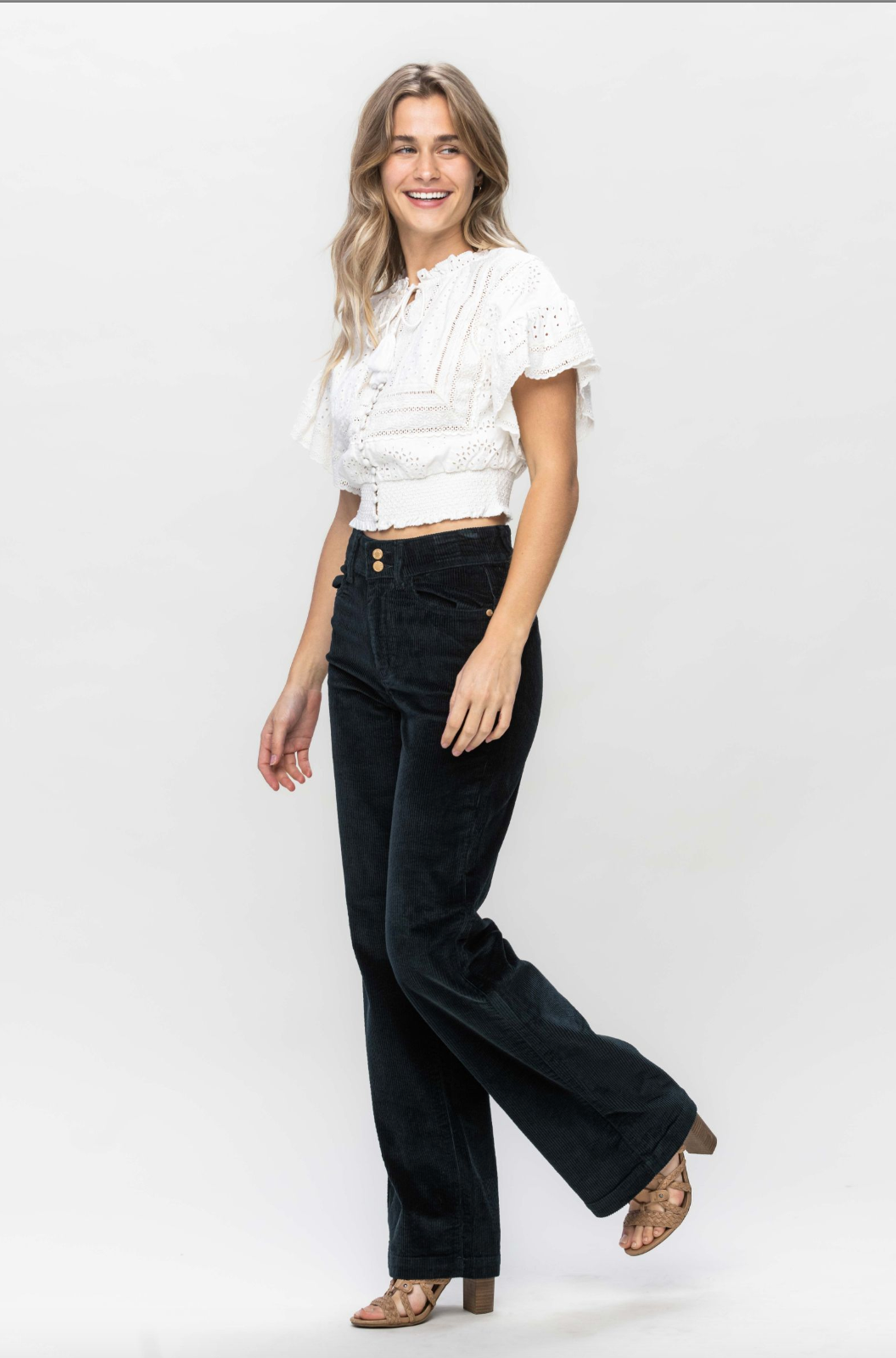 Judy Blue Wide Leg Corduroy Trouser - Emerald