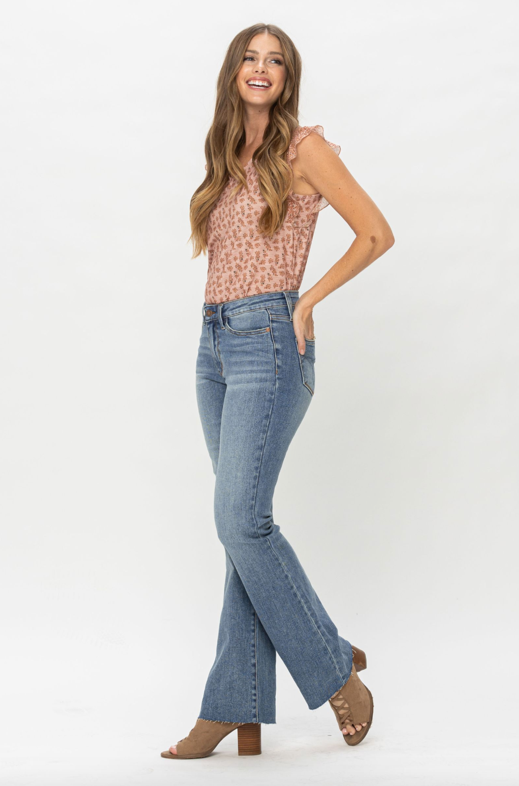 Judy Blue Raw Hem Bootcut Jeans