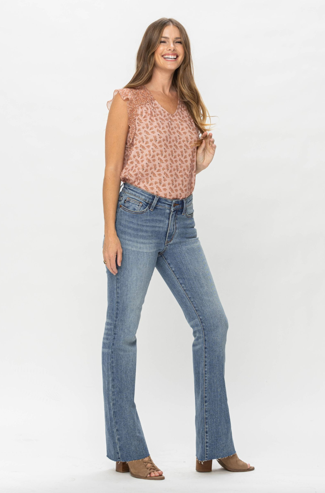 Judy Blue Raw Hem Bootcut Jeans