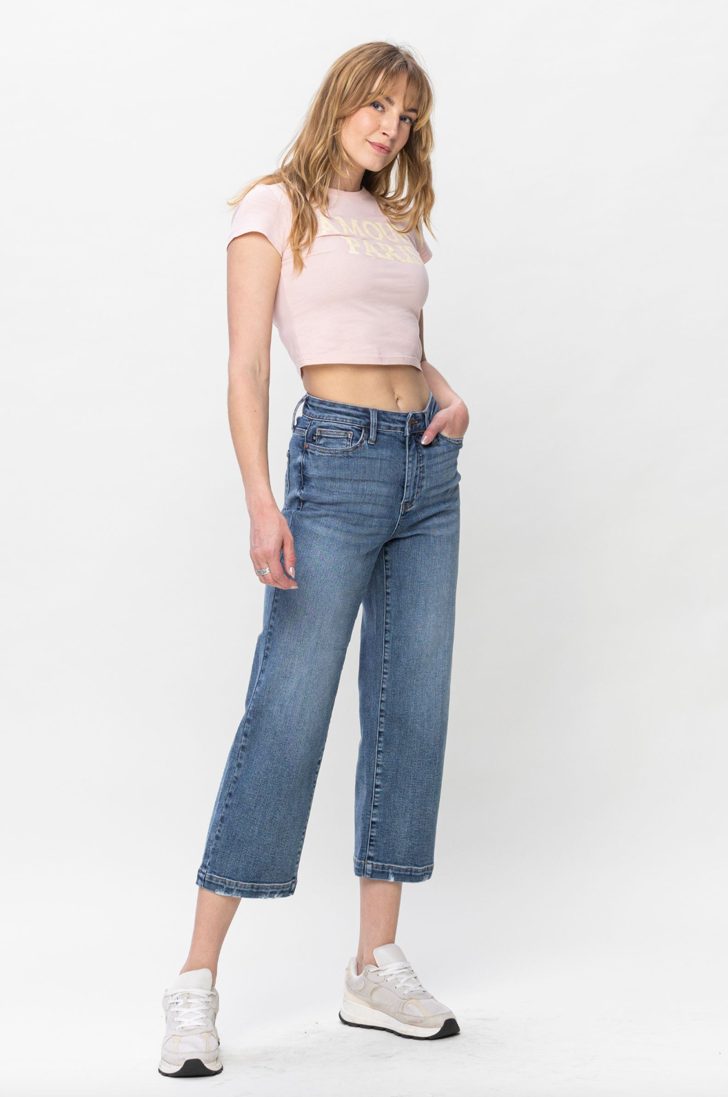 Judy Blue Vintage Wash Wide Leg Crops