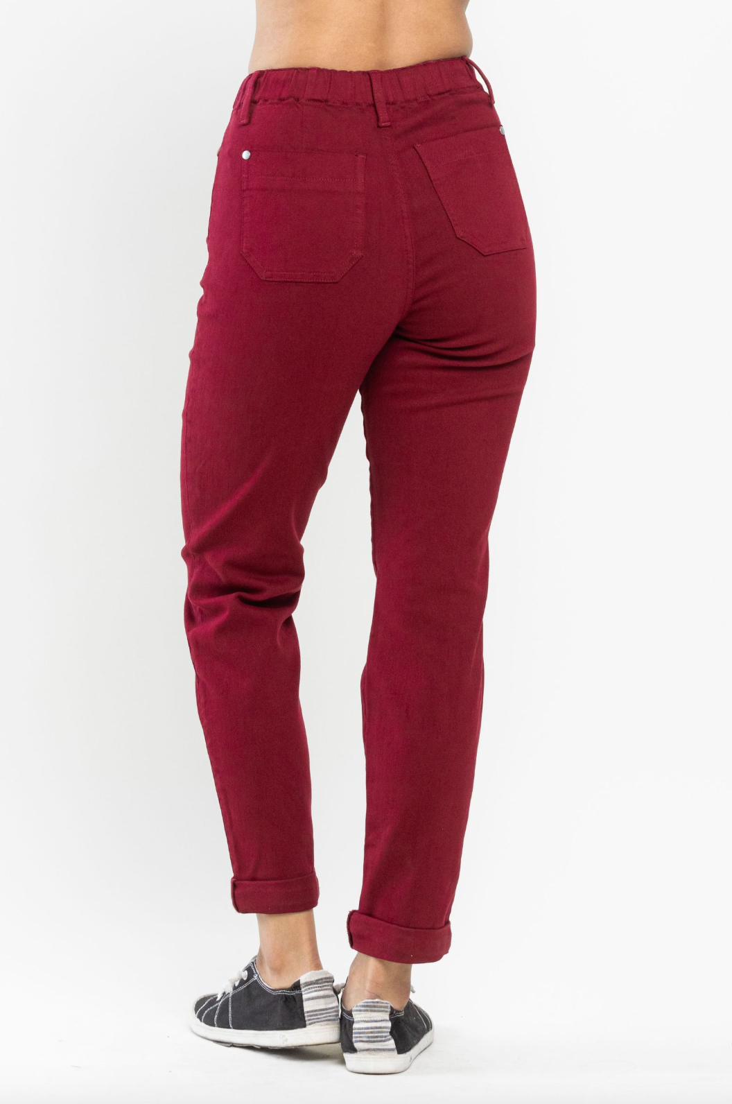 Judy Blue Pull-On Double Cuff Joggers - Scarlet