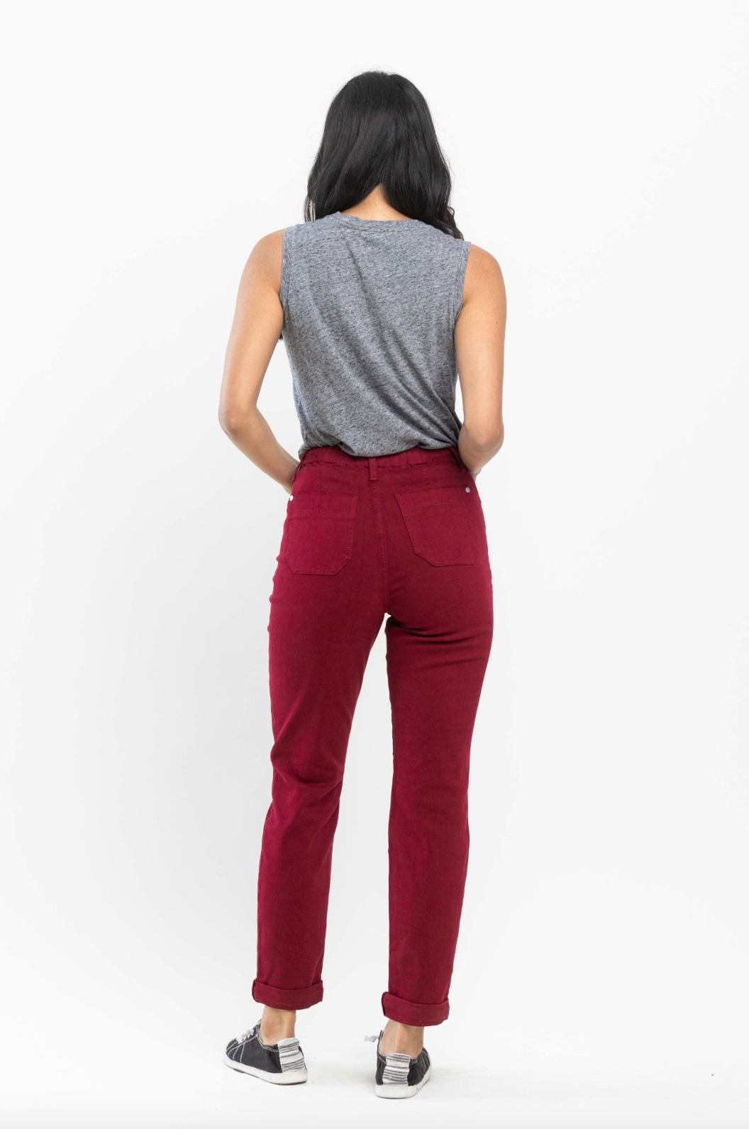 Judy Blue Pull-On Double Cuff Joggers - Scarlet