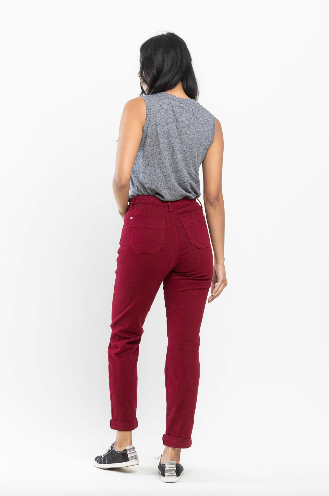 Judy Blue Pull-On Double Cuff Joggers - Scarlet