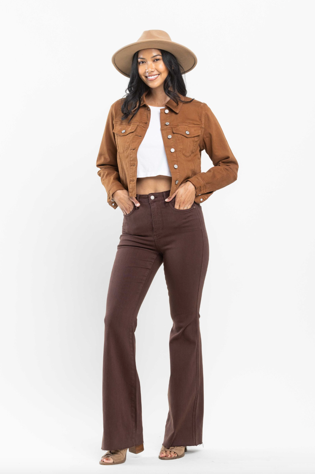 Judy Blue Tummy Control Flare Jeans - Espresso