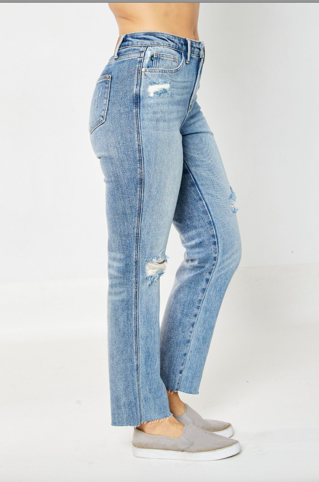Judy Blue Rigid Magic Destroyed Straight Leg Jeans