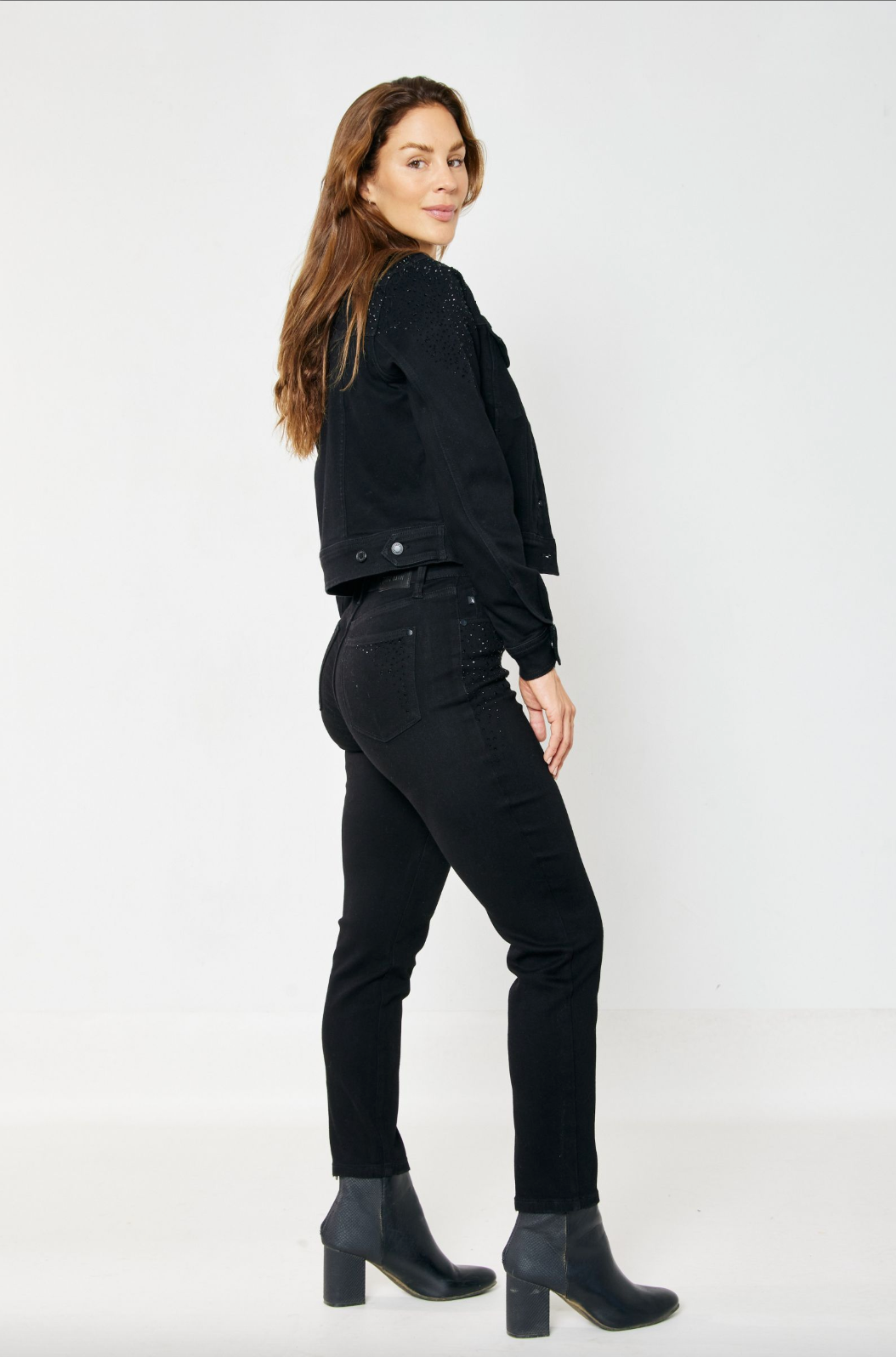 Judy Blue Black Rhinestone Girlfriend Jeans