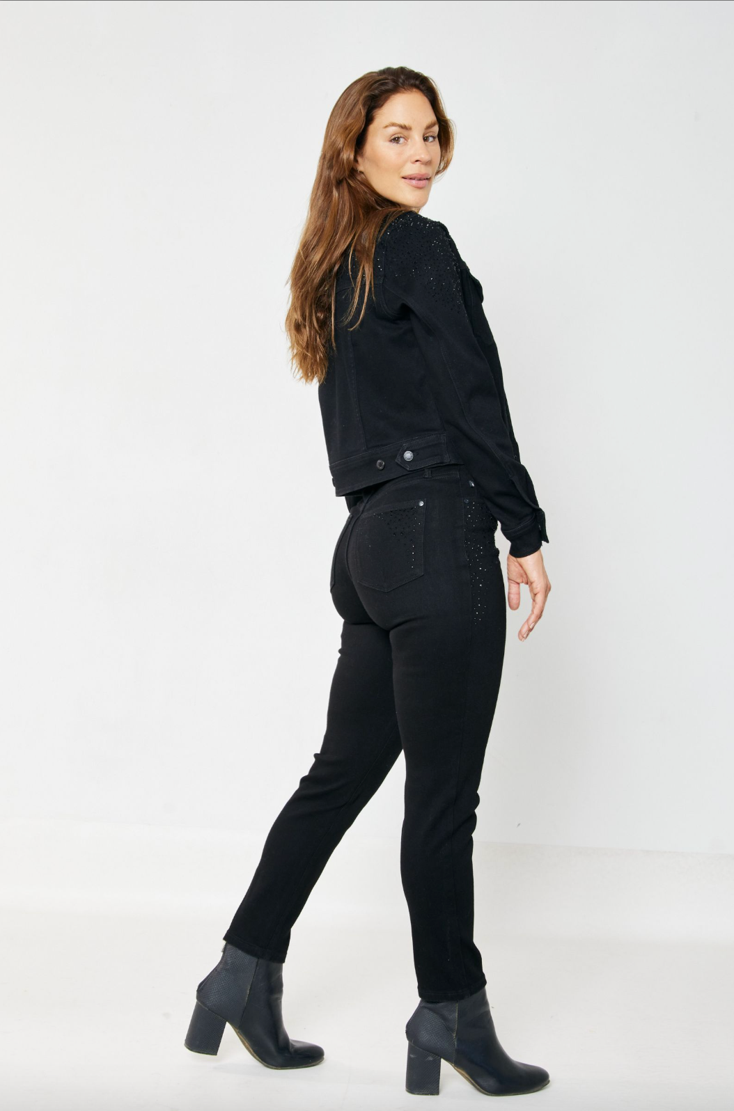 Judy Blue Black Rhinestone Girlfriend Jeans