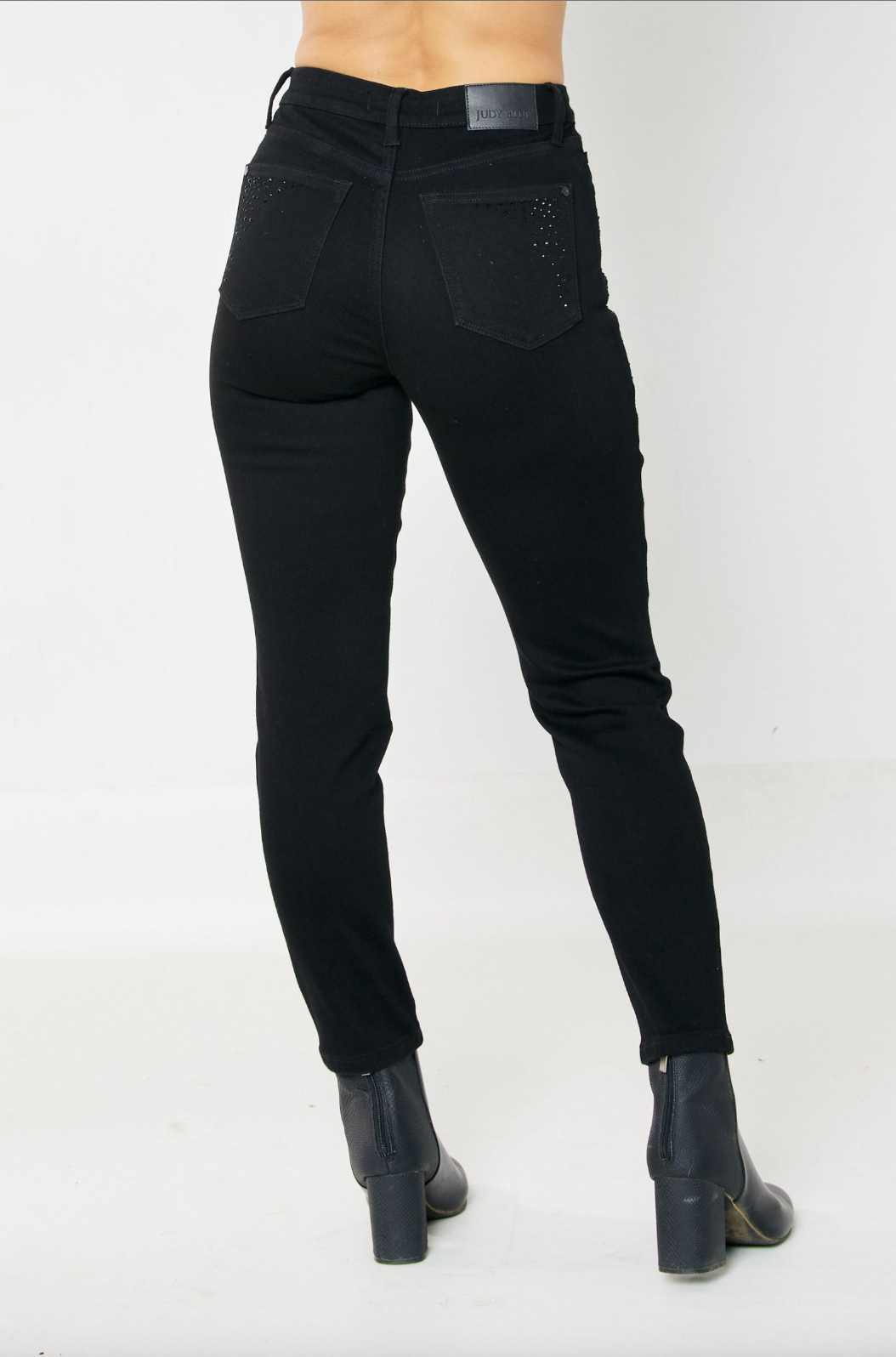 Judy Blue Black Rhinestone Girlfriend Jeans