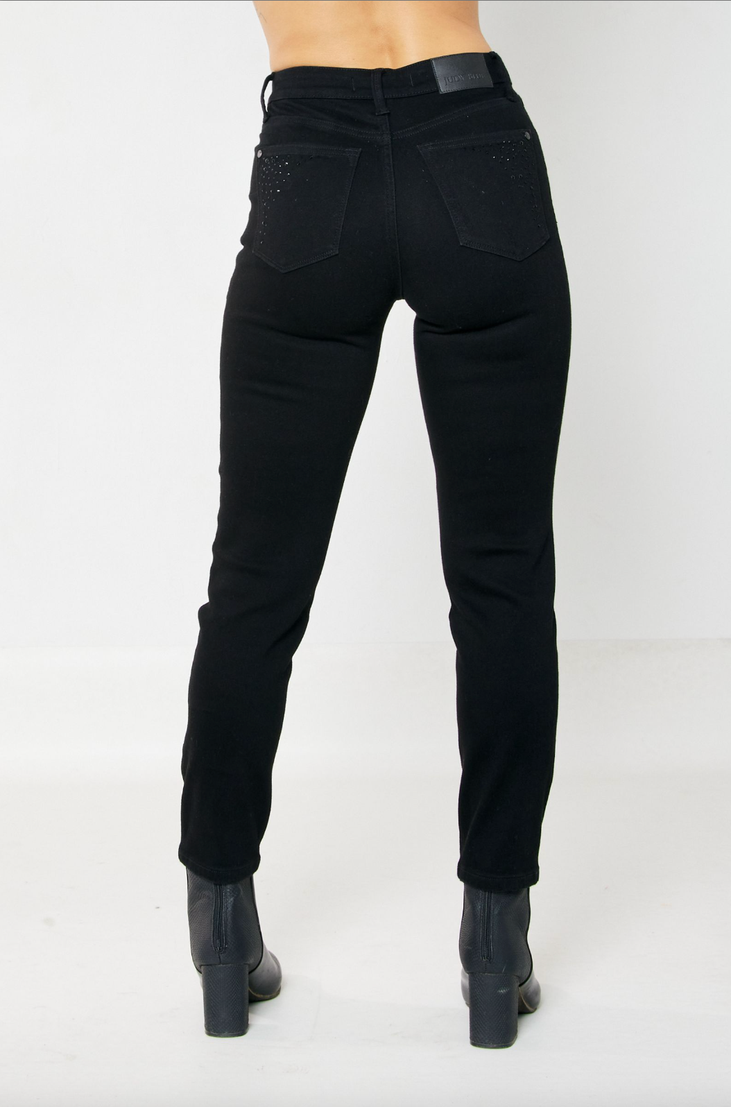 Judy Blue Black Rhinestone Girlfriend Jeans