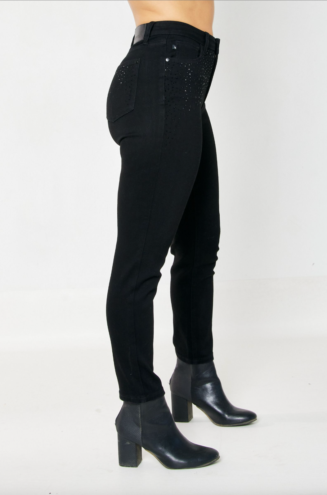 Judy Blue Black Rhinestone Girlfriend Jeans