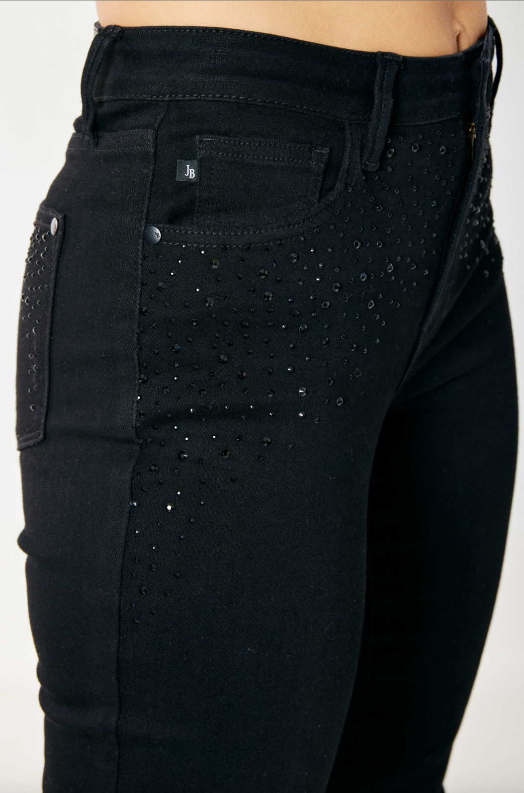 Judy Blue Black Rhinestone Girlfriend Jeans
