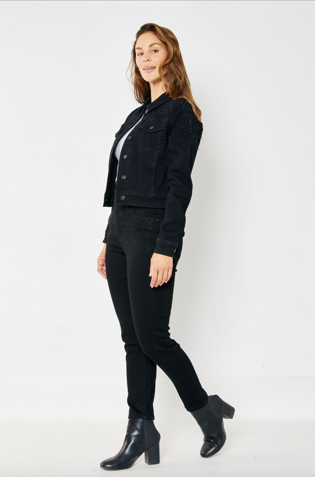 Judy Blue Black Rhinestone Girlfriend Jeans
