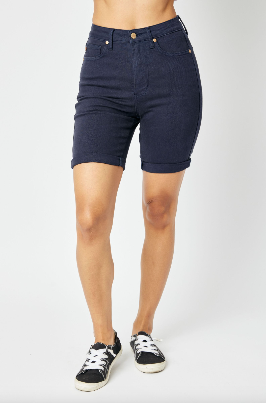 Judy Blue Tummy Control Bermuda Shorts - Navy