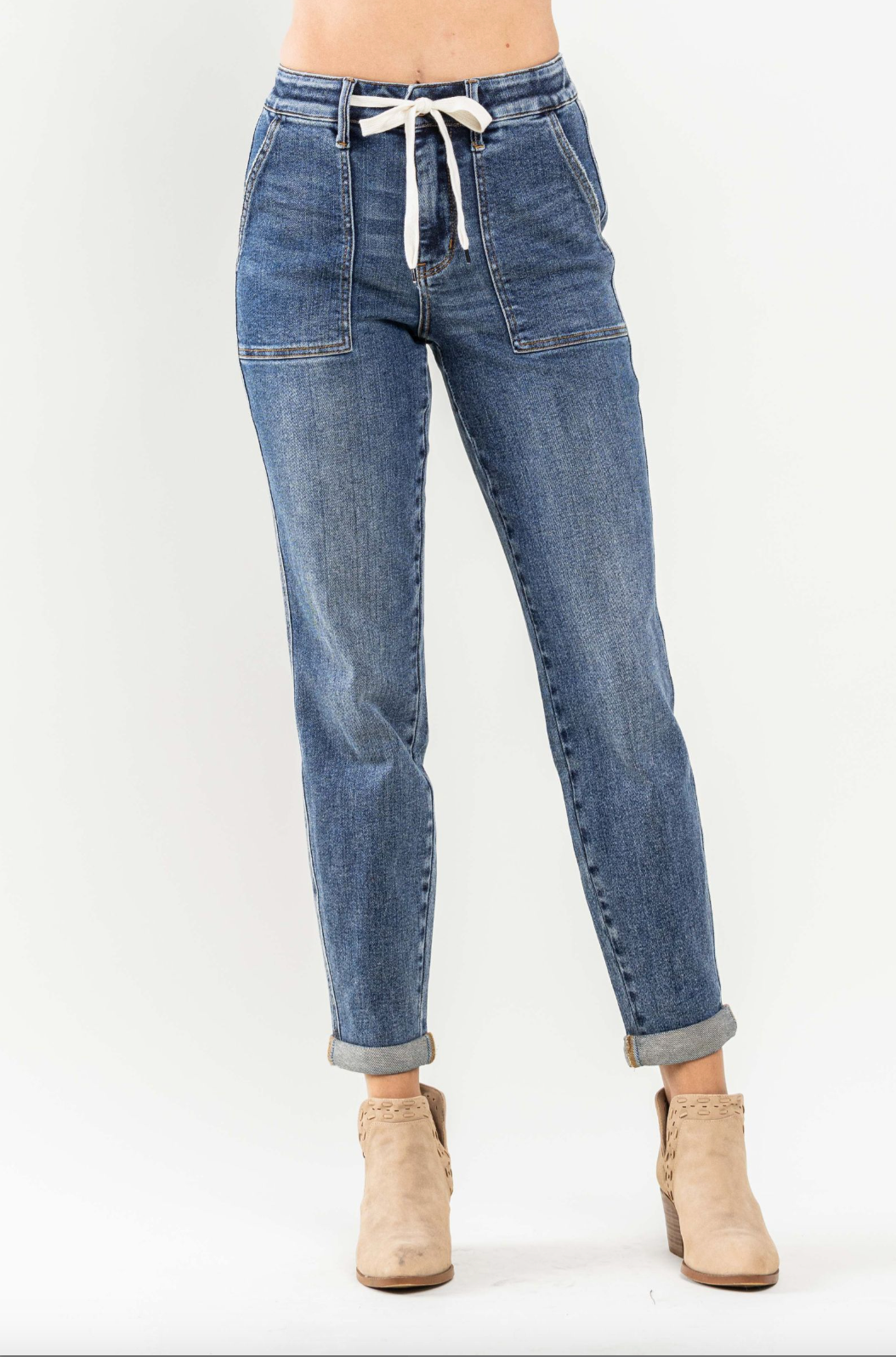 Denim cuffed joggers hotsell