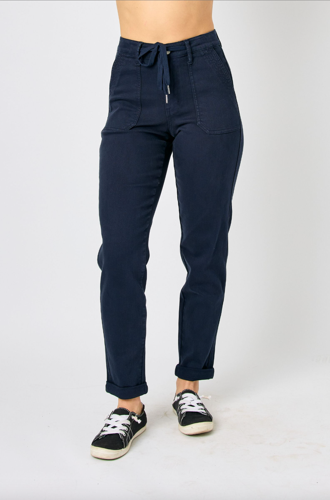 Judy Blue Double Cuff Joggers - Navy