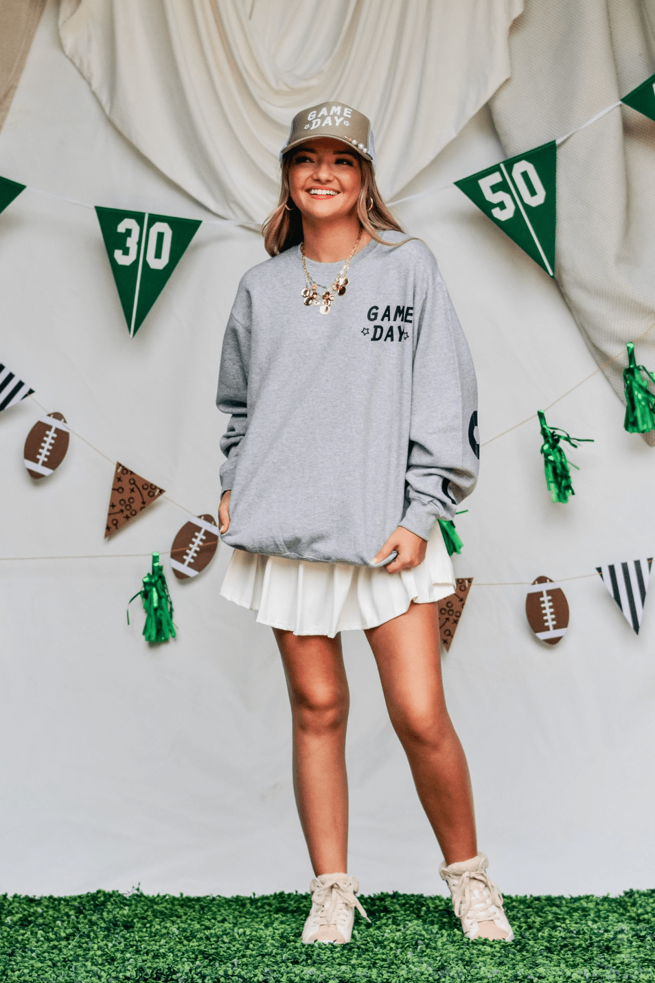 Game Day Football Lt Gray Sweatshirt *ONLINE EXCLUSIVE*