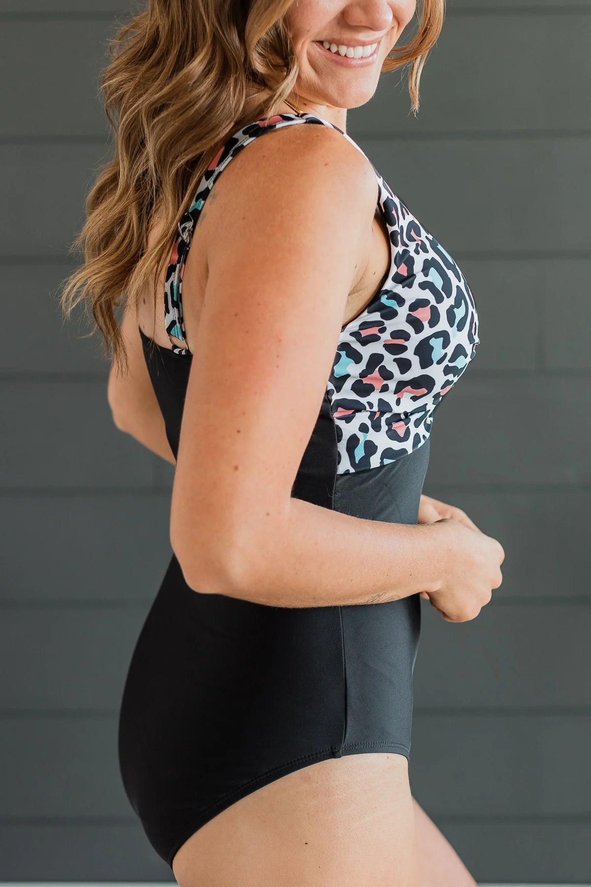 From The Shore One-Piece Swimsuit - Black & Multi-Color Leopard