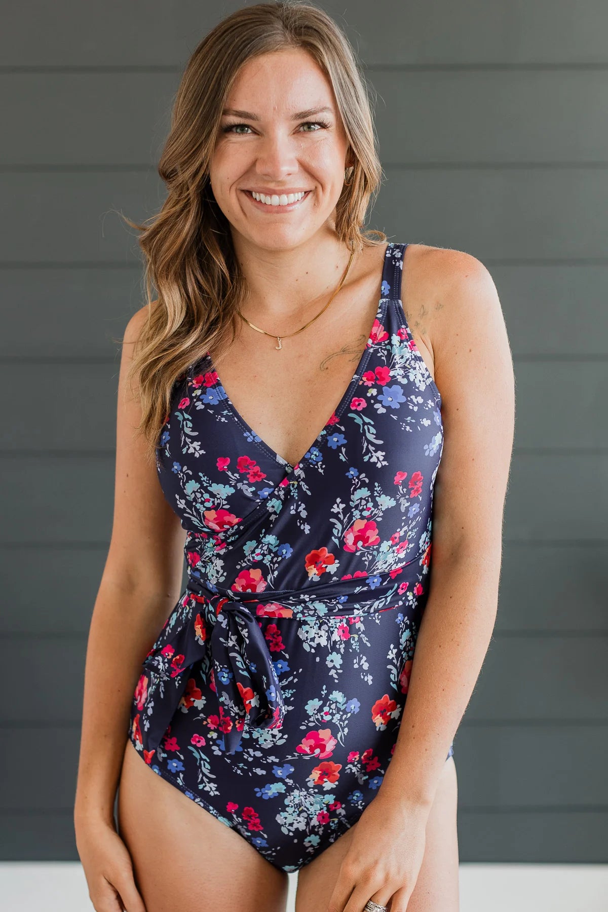 Beach Party One-Piece Swimsuit - Navy Floral