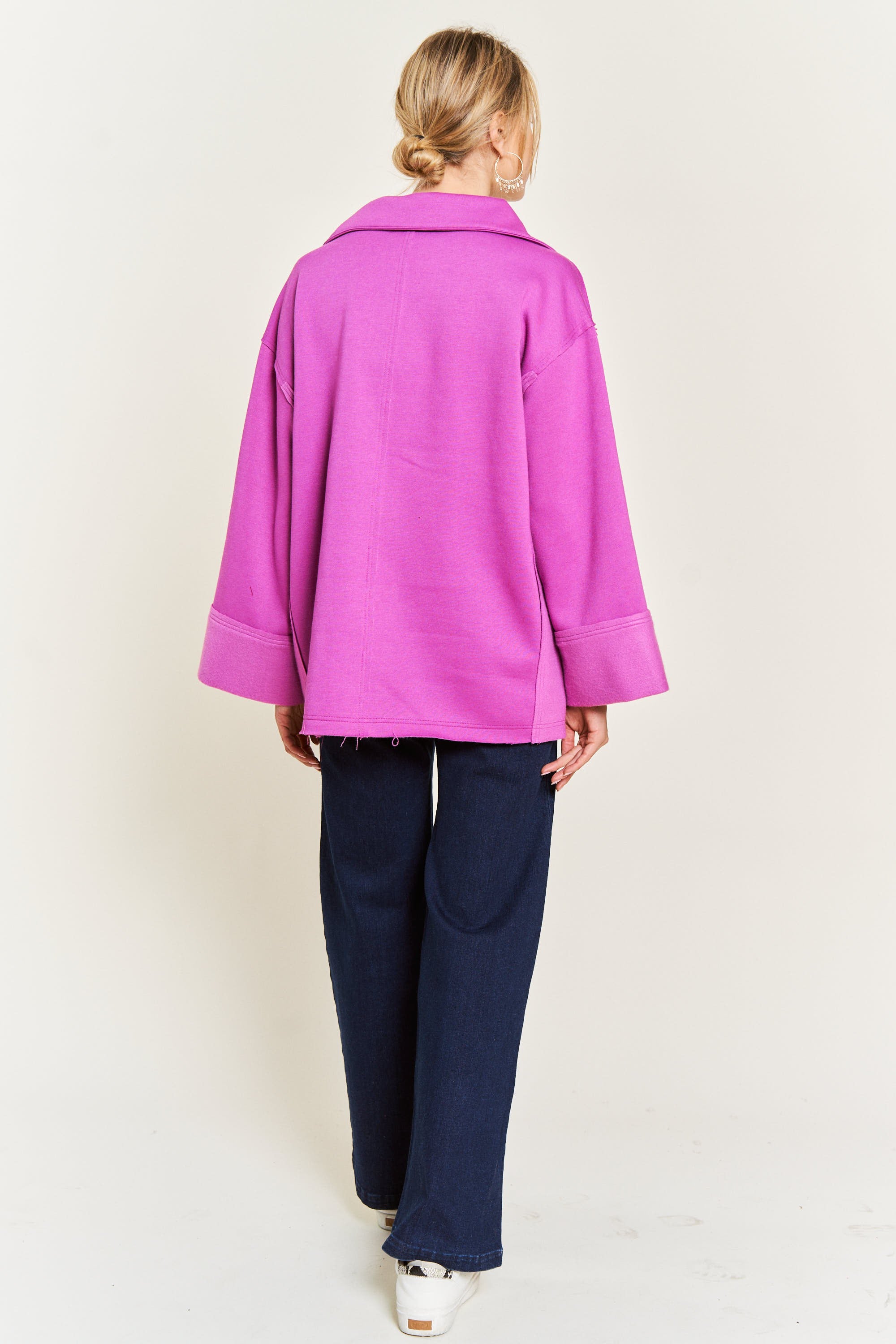Together At Last Collared Pullover - Magenta