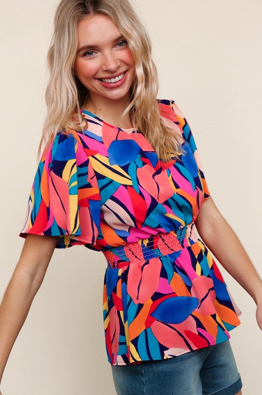 I Will Stay True Blouse - Royal Blue & Coral