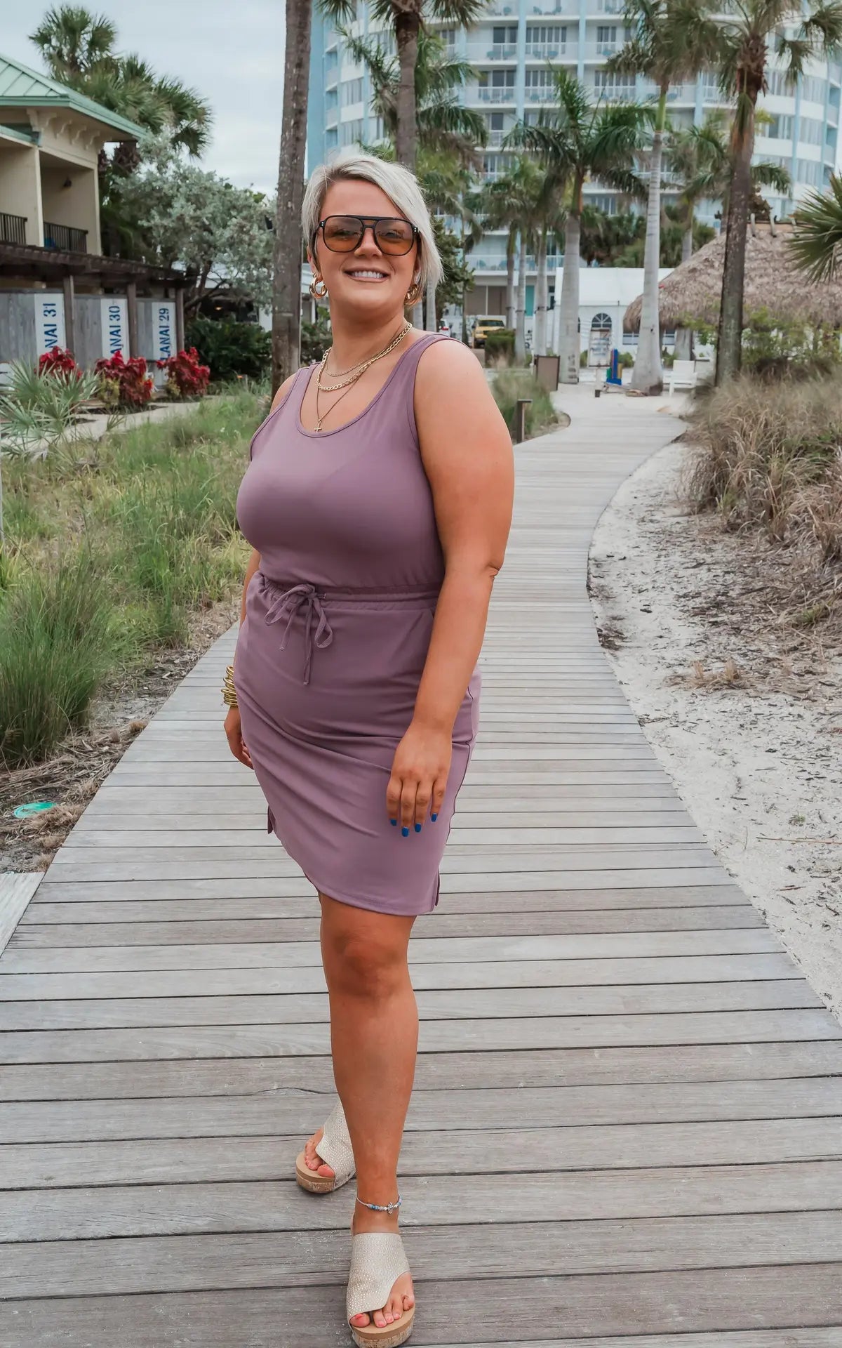 Toes In The Sand Tank Dress - Smoke Red