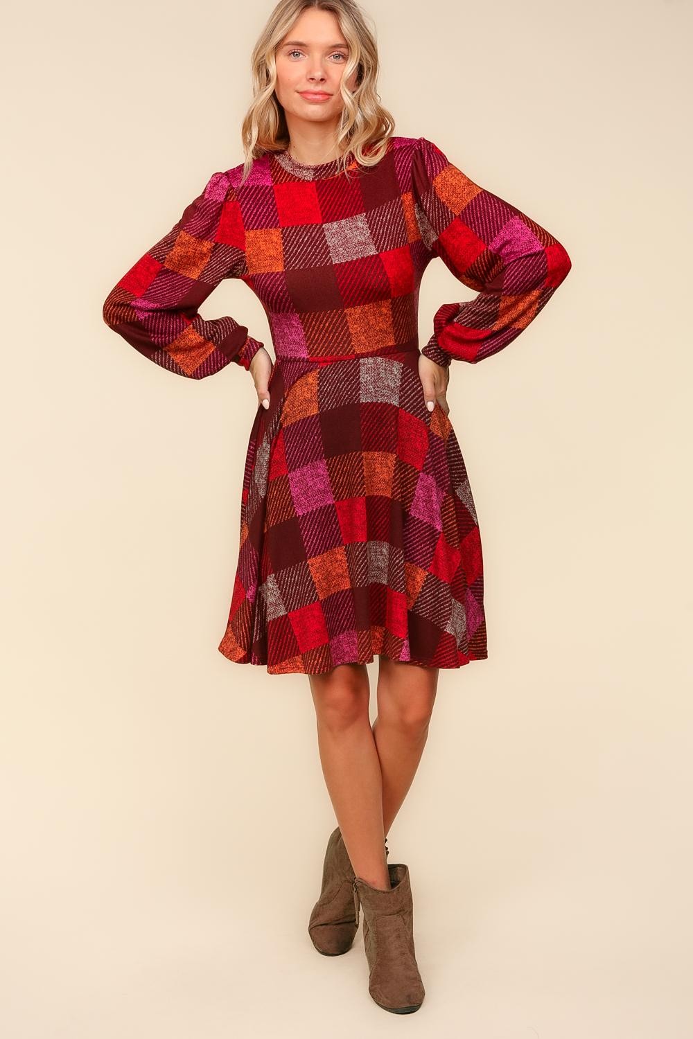 Time For Comfort Dress - Red Checker