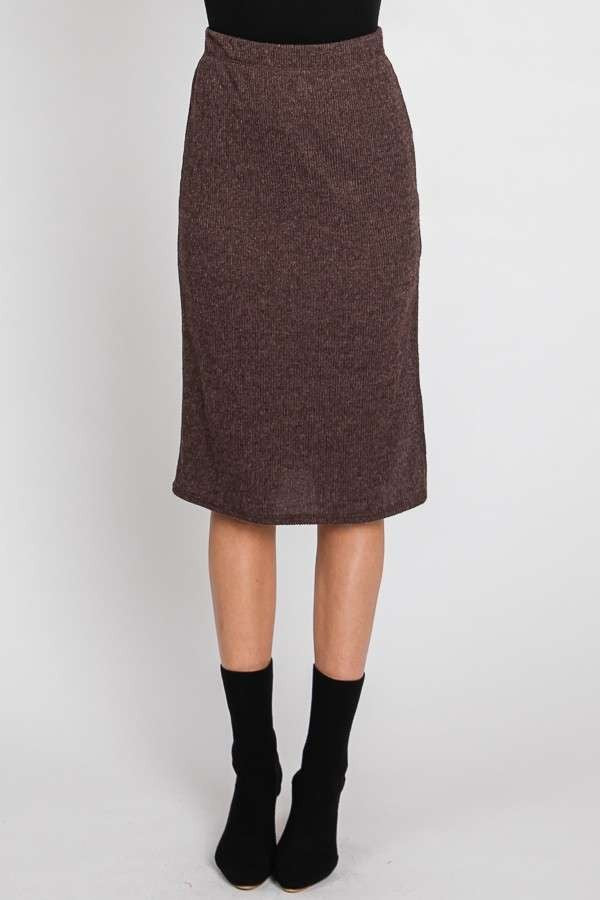 Time to Rise Up Ribbed Skirt - Mocha