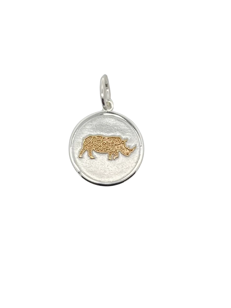 Lola 19MM Rhino Pendant - Alpine White with Gold