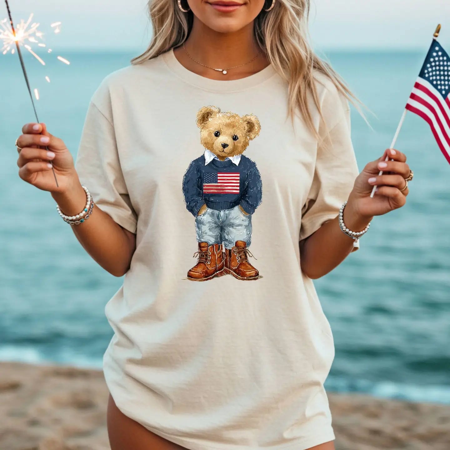 Patriotic Teddy Bear Graphic Tee