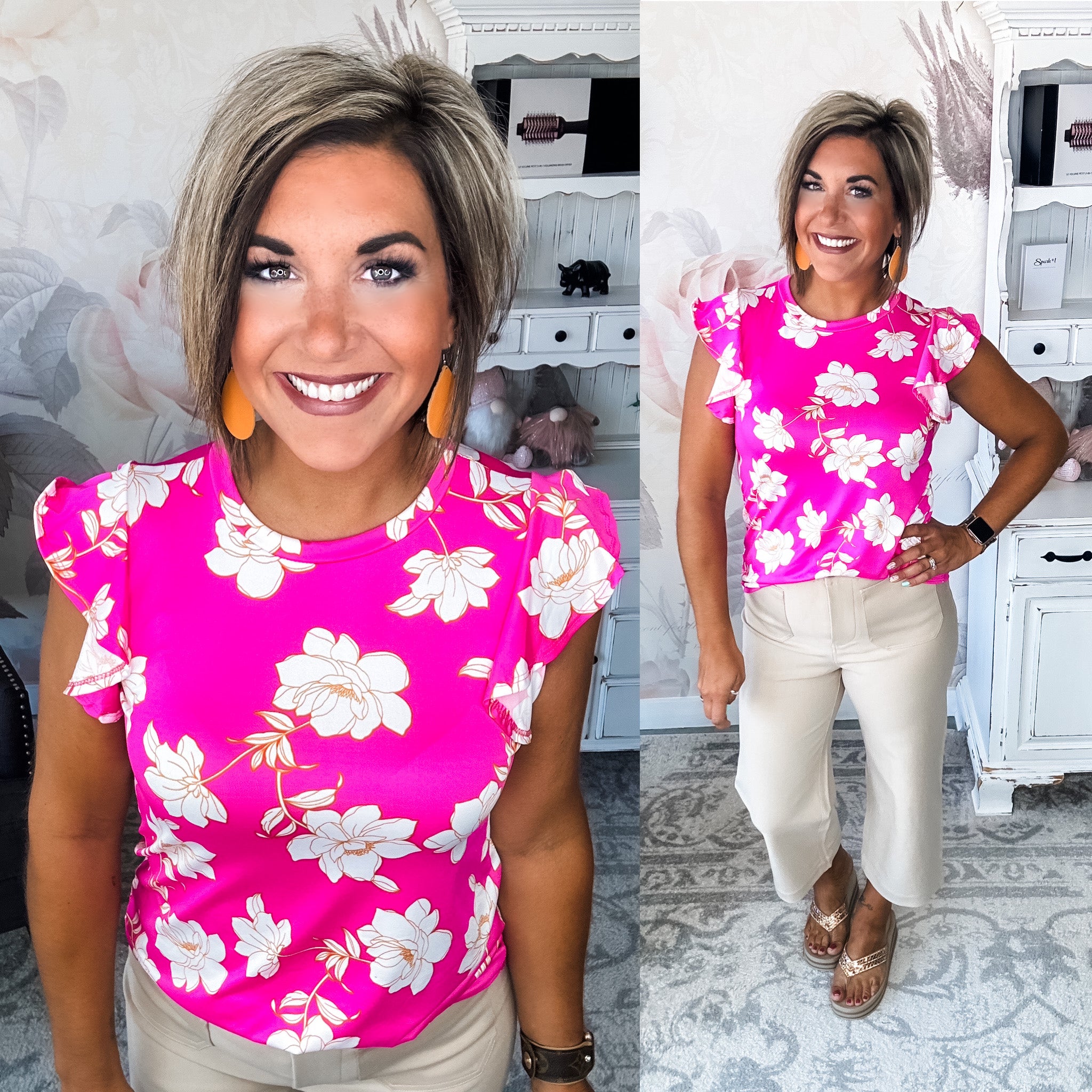 Be Optimistic Top - Fuchsia Floral